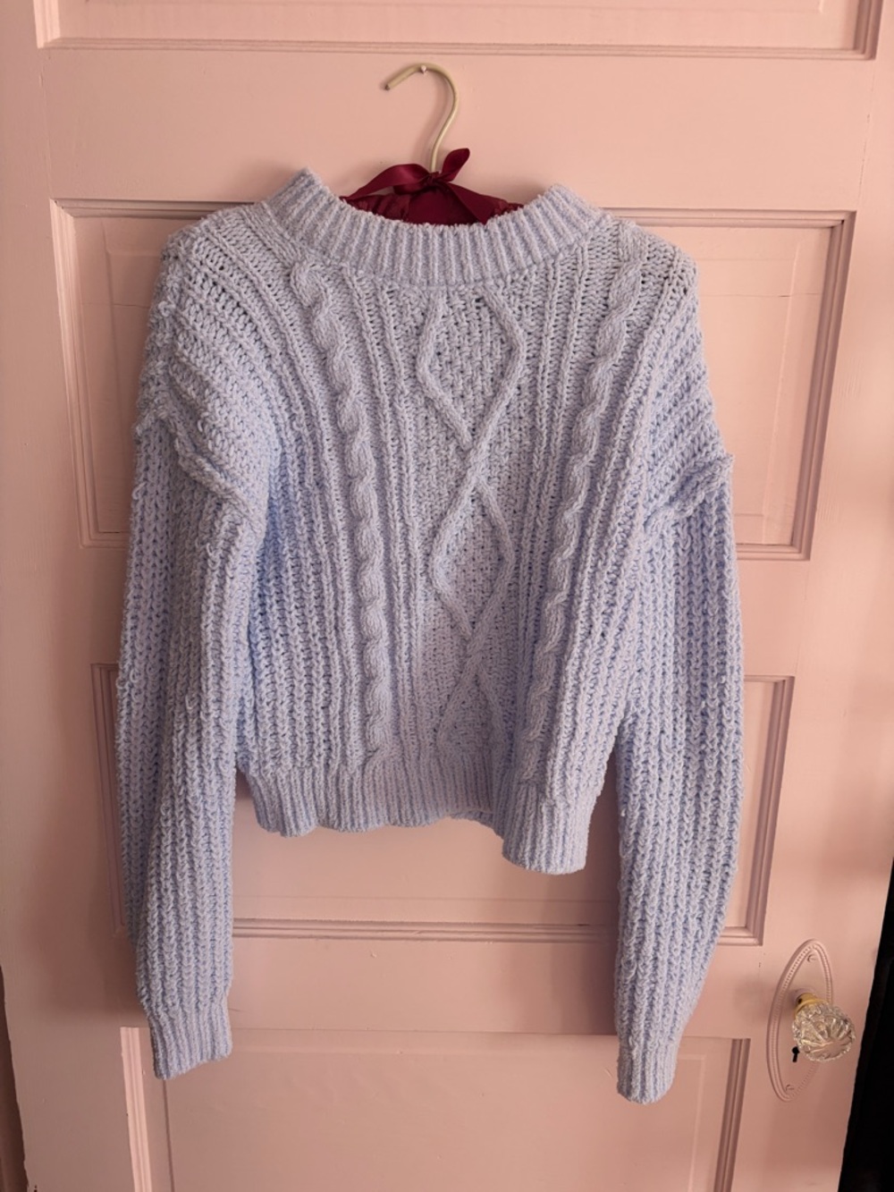 No Boundaries Baby Blue Cable Knit Pullover Sweater